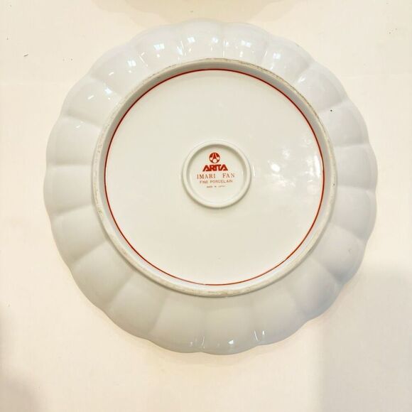 VTG Arita Imari Fan Plate Set of 2 TWO Porcelain Japan - Picture 6 of 7